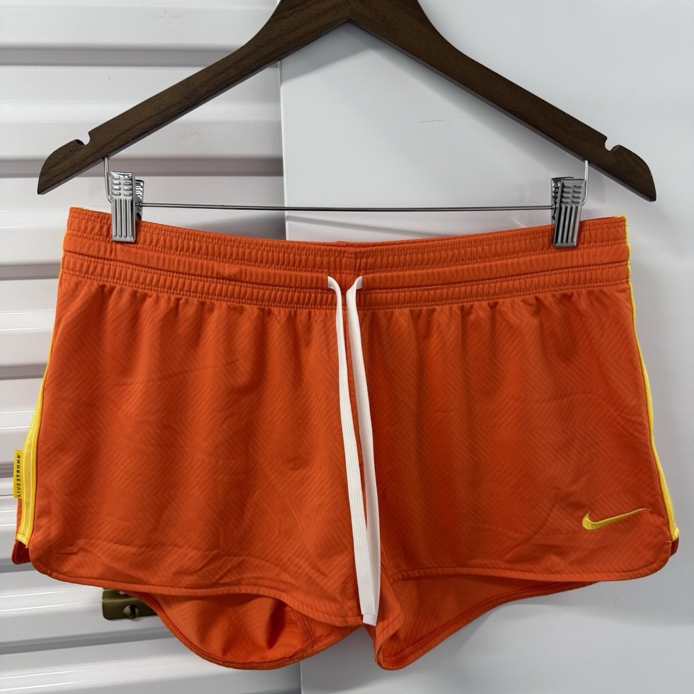 Nike Livestrong Dri Fit Shorts Womens Medium Orange Running Athletic Gym